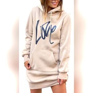 Pretty Garden Women's Drawstring Pullover Sweatshirt Hoodie Dress Size S